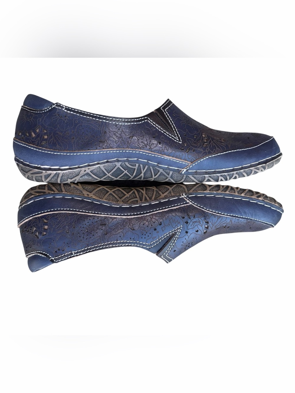 L’Artiste by Spring Step Women's Libora Leather Flat Slip on Shoe Navy Size 38